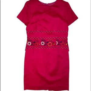 Vintage 1980’s Fuchsia Embroidered Mexican Boho Dress Size 6